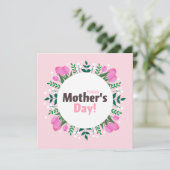 Happy Mother's Day Pink Tulips Flat シーズンカード (スタンド正面)