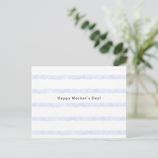 Happy Mother's Day Quote Blue Stripes Card ポストカード (スタンド正面)