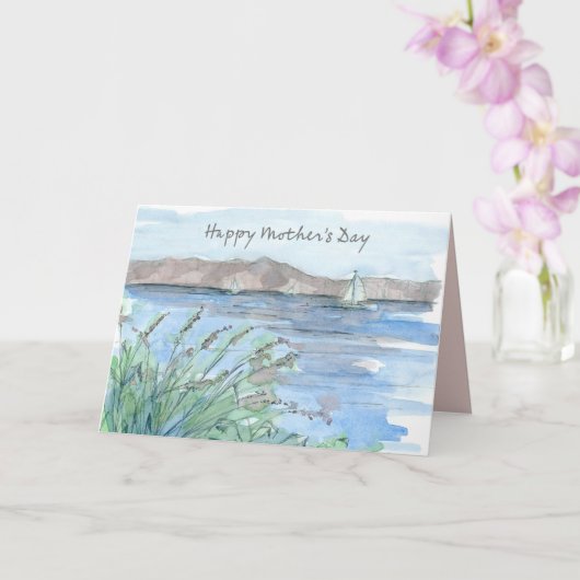 Happy Mother's Day Sailing Mountain Lake Adventure カード (蘭)