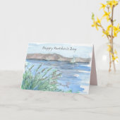 Happy Mother's Day Sailing Mountain Lake Adventure カード (黄色い花)