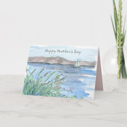 Happy Mother's Day Sailing Mountain Lake Adventure カード (正面)