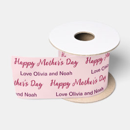 Happy Mother's Day Script 淡い色の Pink Name of Giver サテンリボン