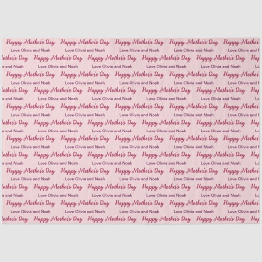 Happy Mother's Day Script 淡い色の Pink Name of Giver 薄葉紙 (正面)