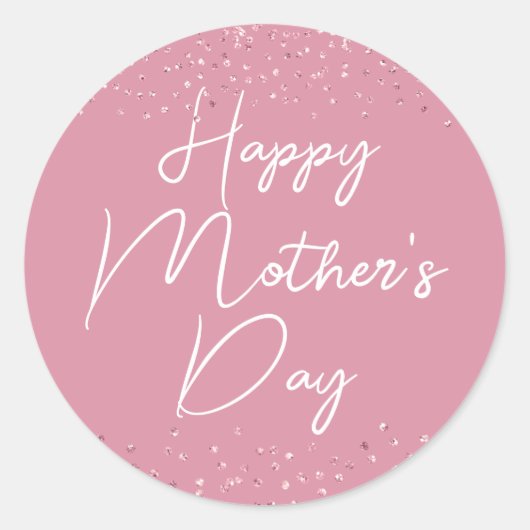 Happy Mother's Day Script on Pink ラウンドシール (正面)