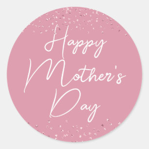 Happy Mother's Day Script on Pink ラウンドシール