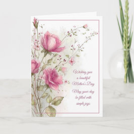 Happy Mother's Day Soft Feminine Pink Rose カード