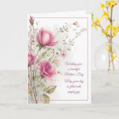 Happy Mother's Day Soft Feminine Pink Rose カード (黄色い花)