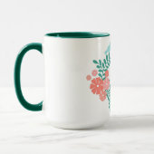 Happy mother's day text flowers and birds マグカップ (左)