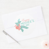 Happy Mother's day text in floral frame ラウンドシール (封筒)