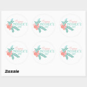 Happy Mother's day text in floral frame ラウンドシール (シート)