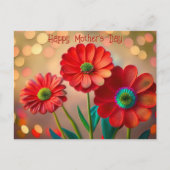 Happy Mother's Day Three Red Daisies Custom Text ポストカード (正面)