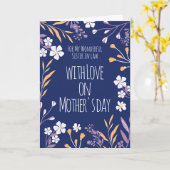 Happy Mothers Day to Sister in Law Blue White カード (黄色い花)