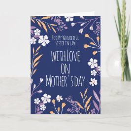 Happy Mothers Day to Sister in Law Blue White カード