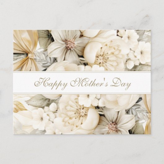 Happy Mother's Day Vanilla cream Floral script ポストカード (正面)