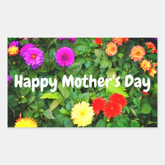 Happy Mother's Day Various Dahlias #1-2シール 長方形シール (正面)