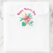 Happy Mother's Day W/Sprig – 光沢， Lg. ラウンドシール (バッグ)