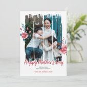 Happy Mother's Day Waterカラーフローラフォトカード シーズンカード (スタンド正面)