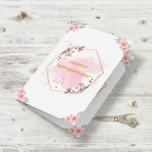 Happy Mother's Day Waterカラー金ゴールドモダン写真 箔シーズンカード