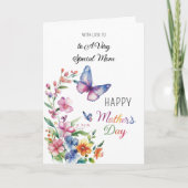 Happy Mother's Day Wildflowers蝶の写真 カード (正面)