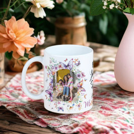 Happy Mother's Day Wildflowers蝶の写真 コーヒーマグカップ