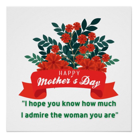 Happy Mothers Day With Love And Flowers T-Shirt ポスター (正面)