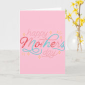 Happy Mother's in pink and blue Day Card カード (黄色い花)