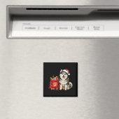 Happy Msky Christmas Lights Dog Mom Msky  マグネット (インサイチュ (食洗機))