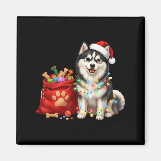 Happy Msky Christmas Lights Dog Mom Msky  マグネット (正面)