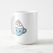 "Happy Mug" Cute Chibi Drink Sticker/Pin コーヒーマグカップ (正面左)