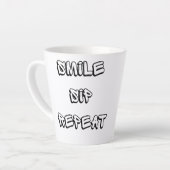 "Happy Mug - Sip,スマイル, Repeat - Moody Mug" カフェラテマグ (左アングル)