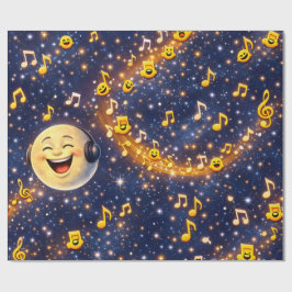 Happy musical Moon Galaxy custom wrapping paper ラッピングペーパー