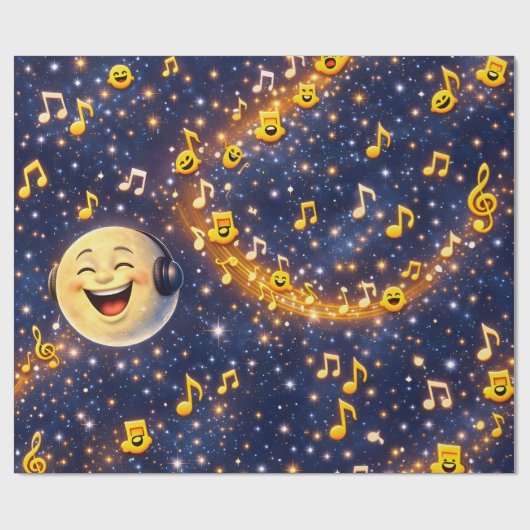 Happy musical Moon Galaxy custom wrapping paper ラッピングペーパー (フラット)