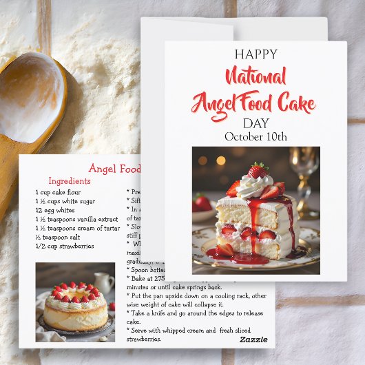 Happy National Angel Food Cake Day!  Recipe Card ポストカード