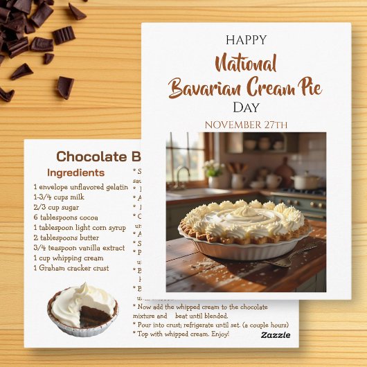 Happy National Bavarian Cream Pie Day! Nov 27th ポストカード