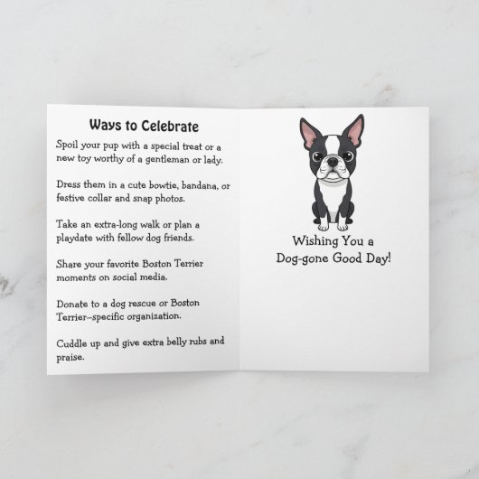 Happy National Boston Terrier Day | Feb 19th カード (内部)