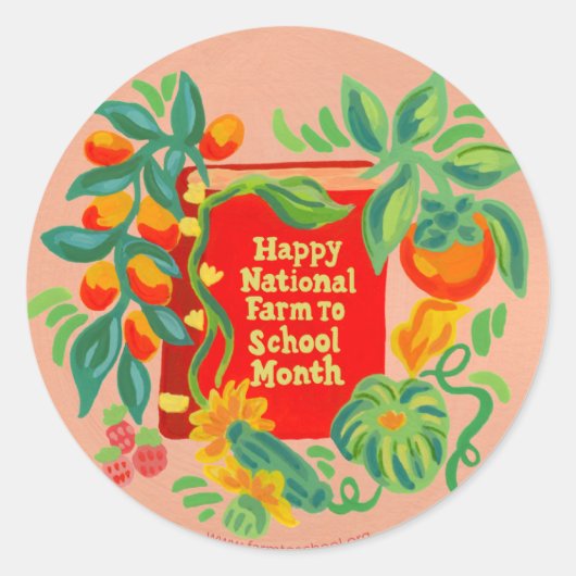 Happy National Farm to School Monthステッカーシート ラウンドシール (正面)