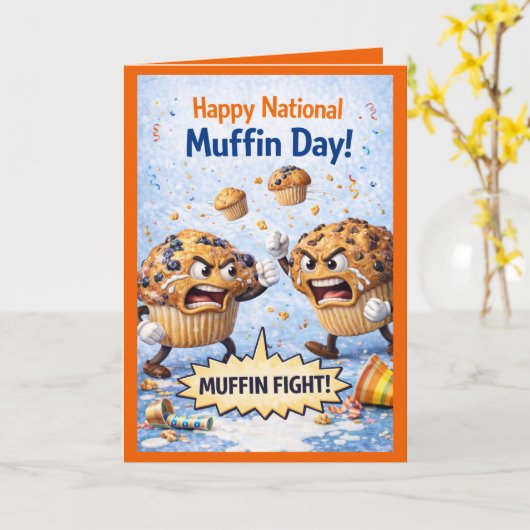 Happy National Muffin Day Greeting Card, Feb 20th カード (黄色い花)