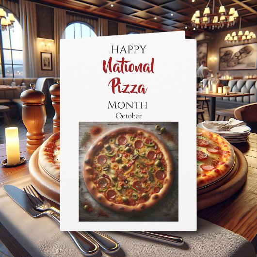 Happy National Pizza Month is October カード