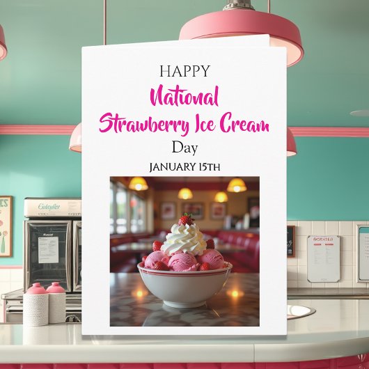 Happy National Strawberry Ice Cream Day | Jan 15th カード