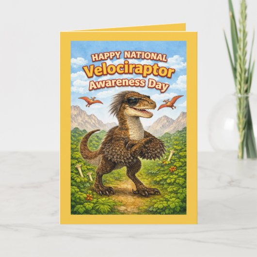 Happy National Velociraptor Awareness Day – Funny カード (正面)