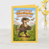Happy National Velociraptor Awareness Day – Funny カード (黄色い花)