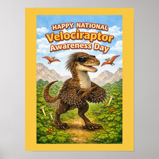 Happy National Velociraptor Awareness Day – Funny  ポスター (正面)