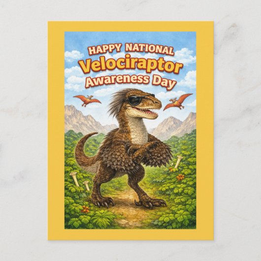 Happy National Velociraptor Awareness Day – Funny  ポストカード (正面)