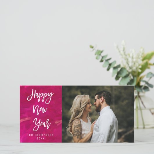 Happy New 絵を描 Year Bright Script Photo シーズンカード (スタンド正面)