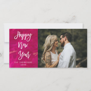 Happy New 絵を描 Year Bright Script Photo シーズンカード