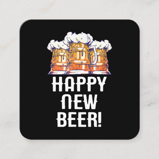 HAPPY NEW BEER! 年末年始の飲み会 スクエア名刺 (正面)