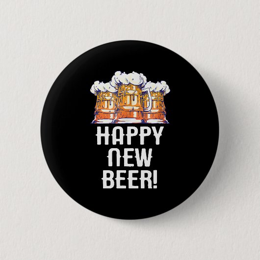 HAPPY NEW BEER! 年末年始の飲み会 缶バッジ (正面)