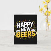 Happy New Beers New Year Nye Party Funny New Years カード (黄色い花)