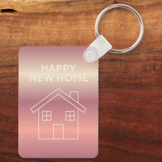 Happy New Home Card - Pink Gradient  キーホルダー (裏面)