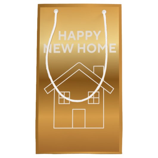Happy New Home - Gold Gradient background  スモールペーパーバッグ (正面)